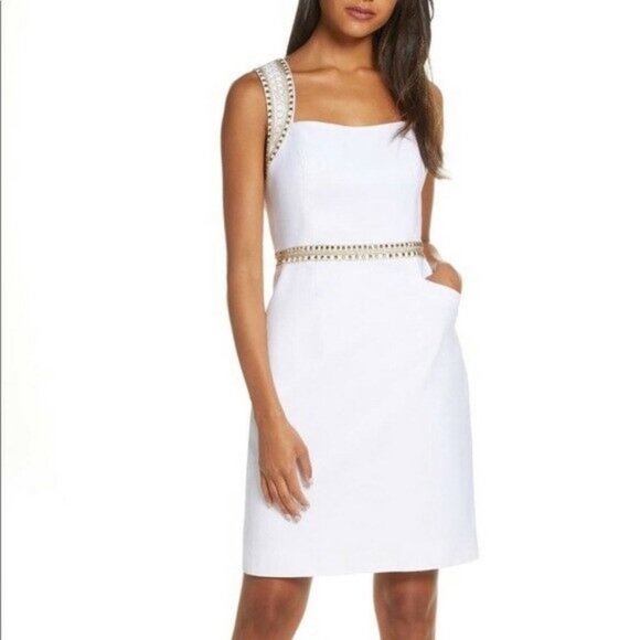 Lilly Pulitzer Dresses & Skirts - Lilly Pulitzer White & Gold Dana Stretch Dress